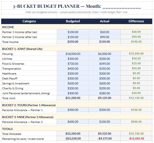 3-Bucket Budget Planner screenshot